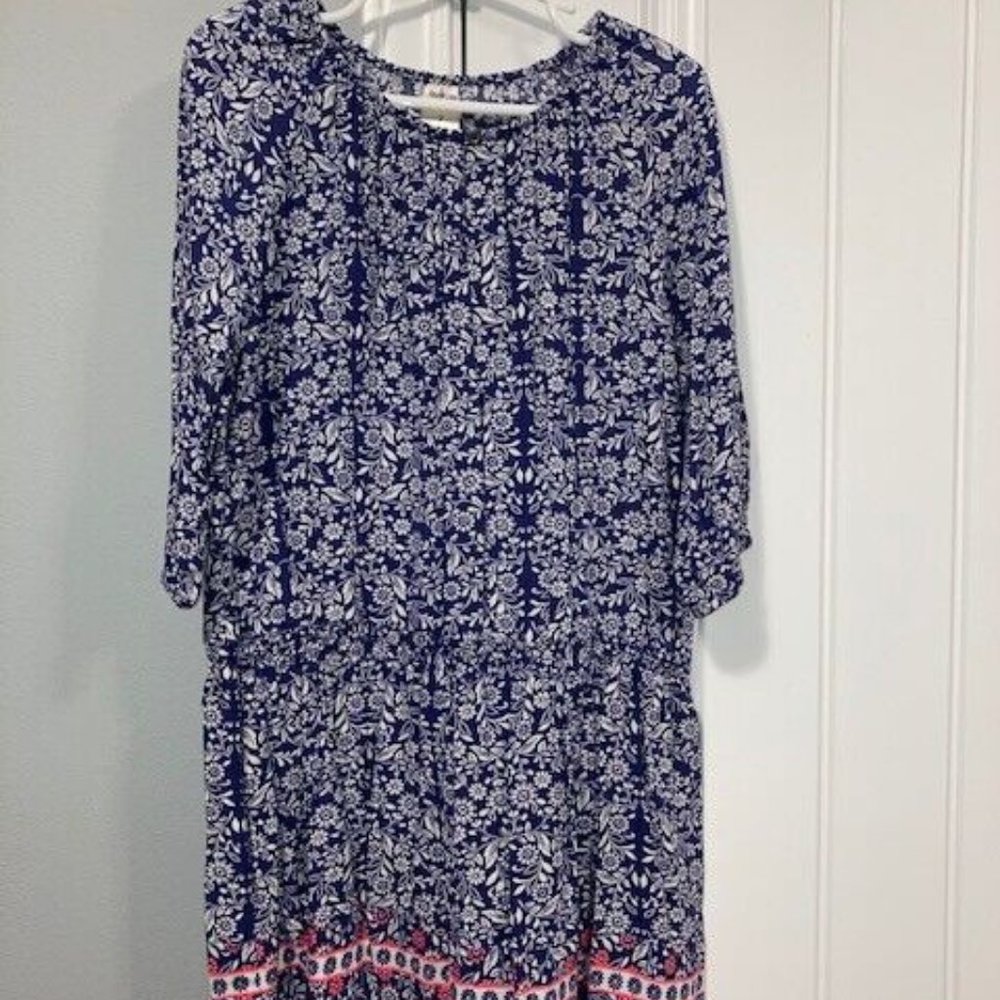 OshKosh girls size 7 dress Navy Blue Flower. Knee length. Pink New without tags.